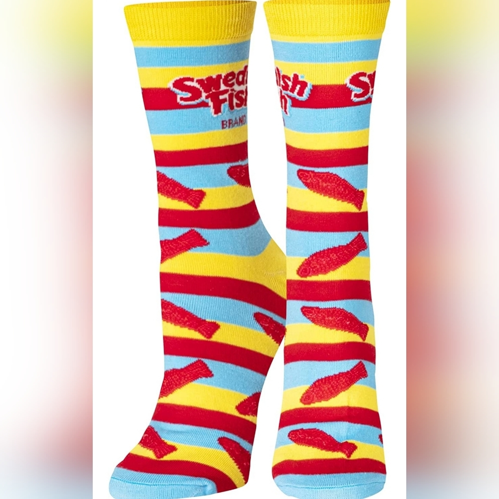 2 Pack Crazy Socks Crew Cut Sourpatch Kids and Swedish Fish Socks Mens Size 9-12 - Picture 2 of 3